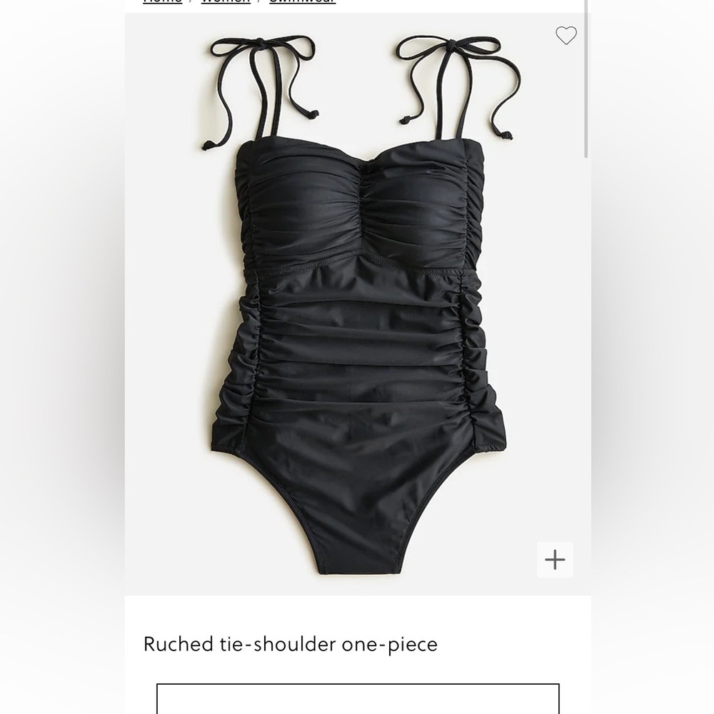 J crew ruched one piece tie shoulder swim suit EUC